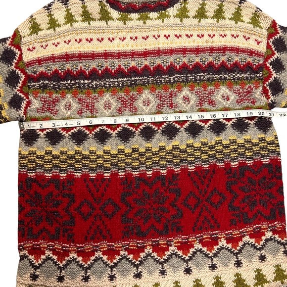 Limited Handknit Sweater Womens M Fair Isle Christmas Cabincore Nordic Wool VTG - Picture 4 of 9